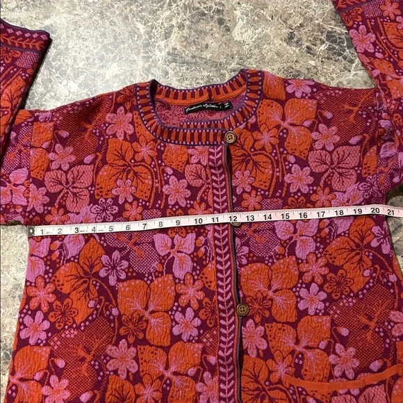 Gudrun Sjoden Ottilia Floral Knjt Coat Jacket Women’s Large - Picture 10 of 13